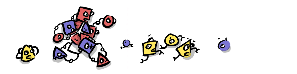 Cubes chasing other cubes