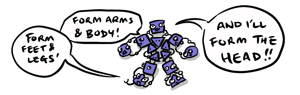 Voltron—the combined robot, illustrating how cooperation makes us more than the sum of our parts