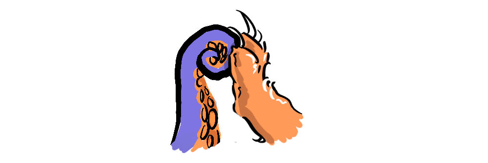 An octopus and lion high-fiving