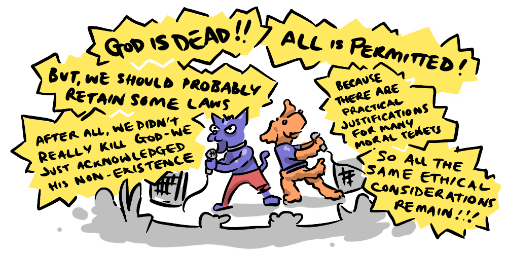 A Vitruvian Man, but it's a rabbit