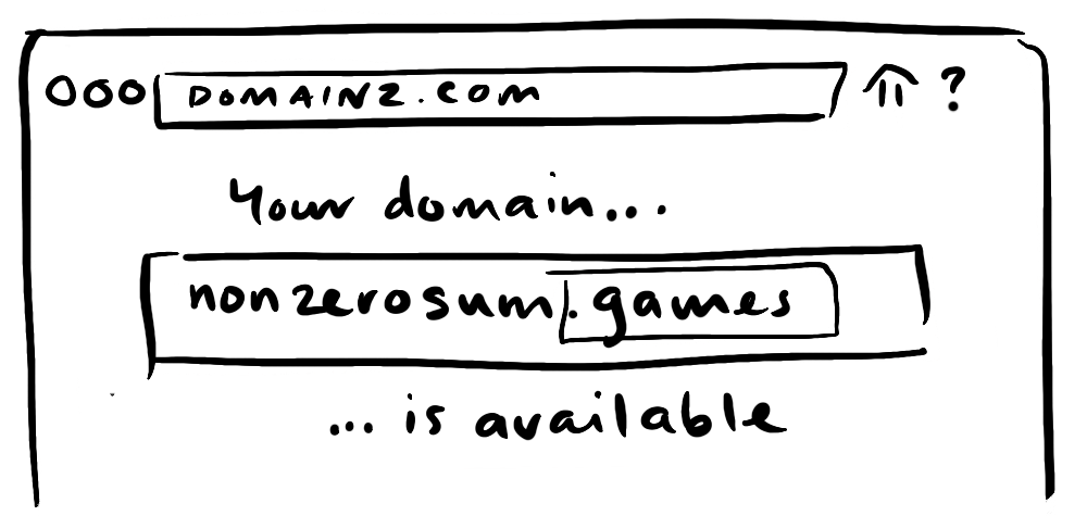 A sketch of the website domain site showing nonzerosum.games is available